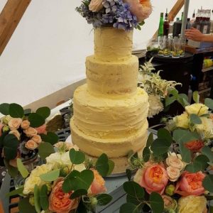 4 tiered wedding cake semi-naked