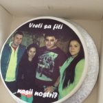 photo cake with question printed on top